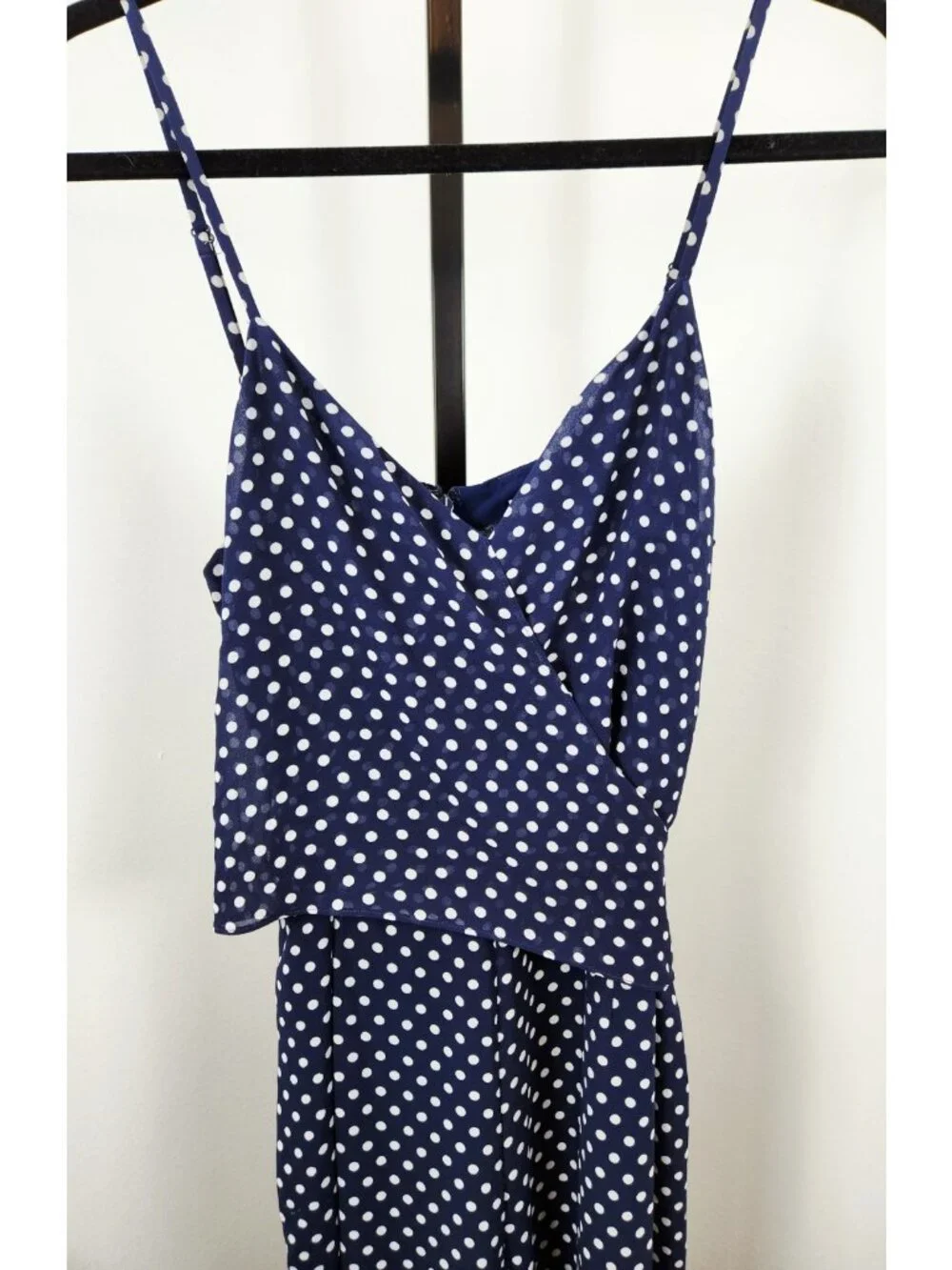 Michael Kors Jumpsuit Blue and White Polka Dot Tie Belt Spaghetti Strap - SZ S